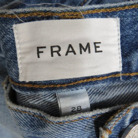 Frame size 28 Le Original High Rise Straight Leg Jeans Distressed - Picture 2 of 8